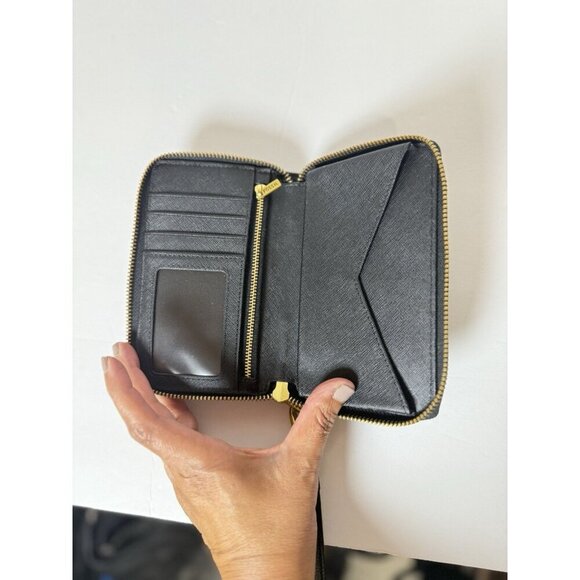 Fossil Women’s Emma Black RFID Large‎ Zip Around Wristlet Leather Clutch - Picture 6 of 10